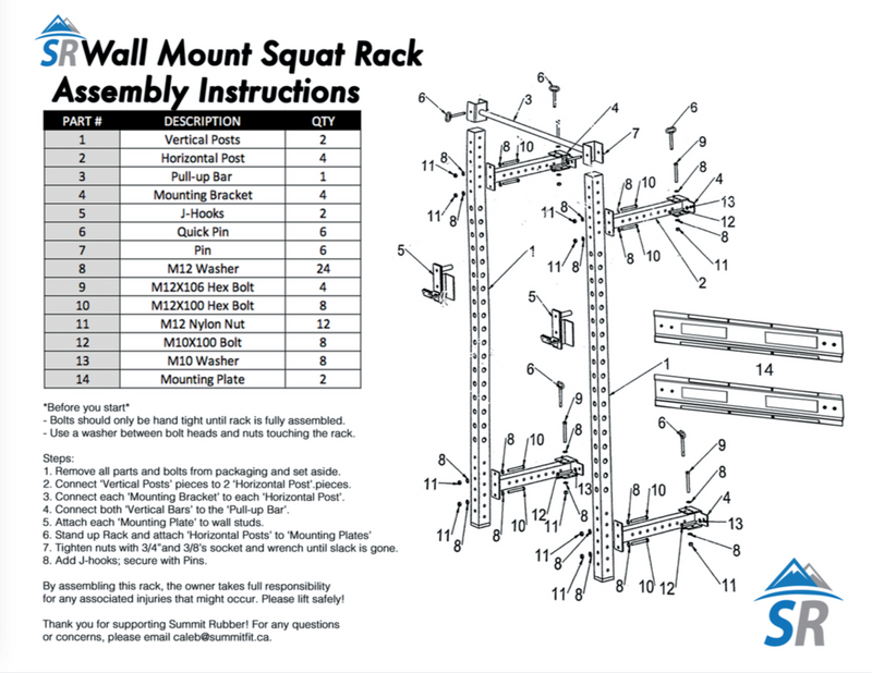 Folding Wall-Mounted Squat Rack - SummitRubber